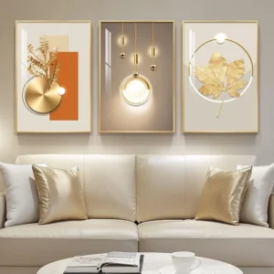 3 Piece Modern Luxury Gold Wall Artwork