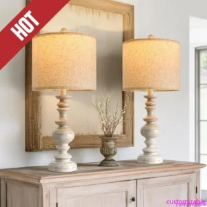 Farmhouse Resin Table Lamp Set Of 2