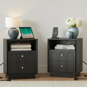 Walnut Night Stands Set of 2