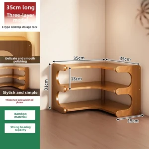 1pc Multi-Tier Bamboo Corner Desk Shelf