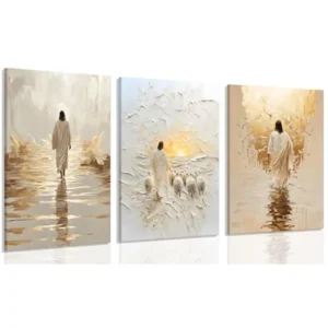 3pcs Framed Jesus Walking on Water Pictures