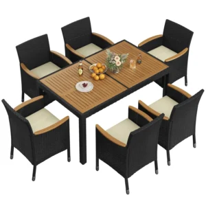 7pc Patio Acacia Wood Dining Set