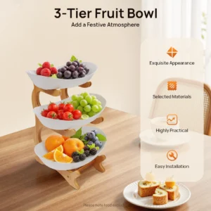 3-Tier Fruit Plate, Snack Dessert Tray