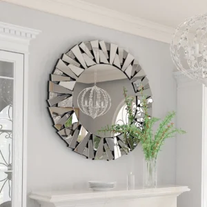 32" Decorative Round Sunburst Wall Mirror