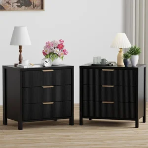 23.7" Fluted Nightstand Set of 2