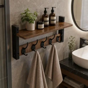 Storage Shelf With Hooks For Entryway